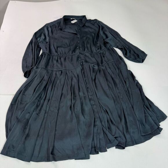 The Drop Dresses & Skirts - The Drop Dress Womens 5X Drop Waist Shirt Stretch Gray Shiny Sating Long Sleeve